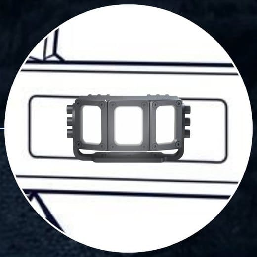 RAVEN IR illuminator for the DVE-01 driver vision enhancement system, three-window housing on a mounting bracket